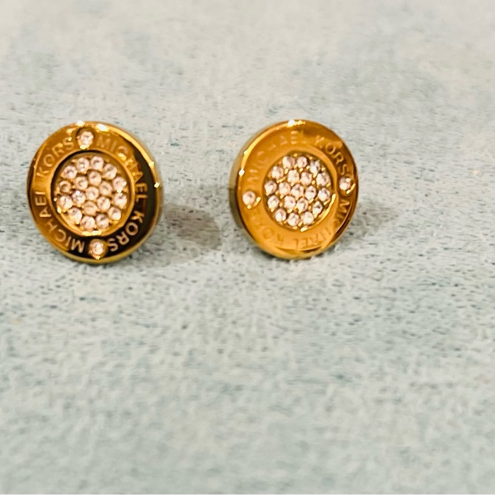 Michael Kors Gold and Crystal Stud Earrings